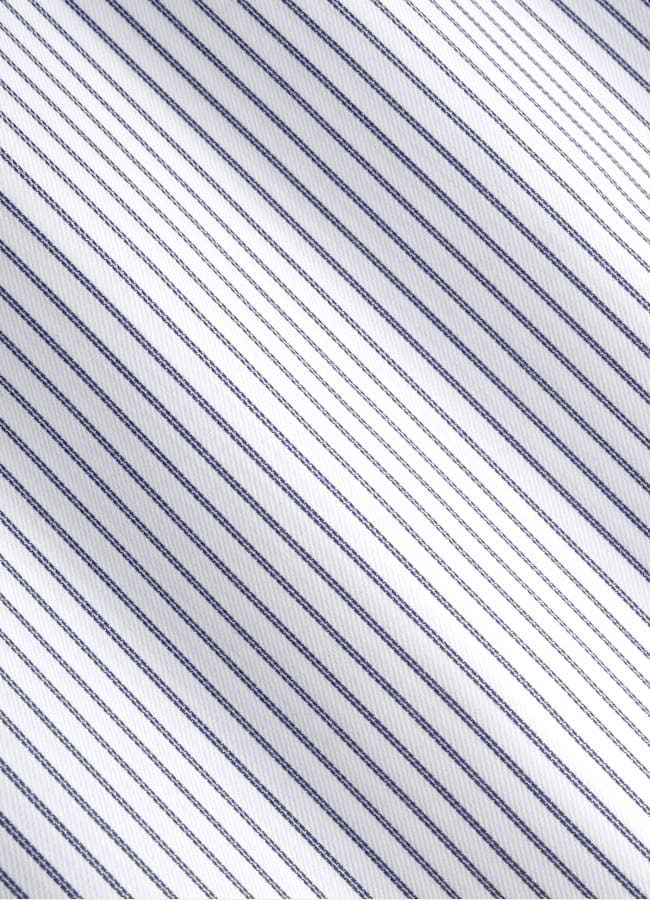 SUITSUPPLY Wrinkle-Free Pima Cotton by Weba, Switzerland Navy Striped Widespread Collar Shirt
