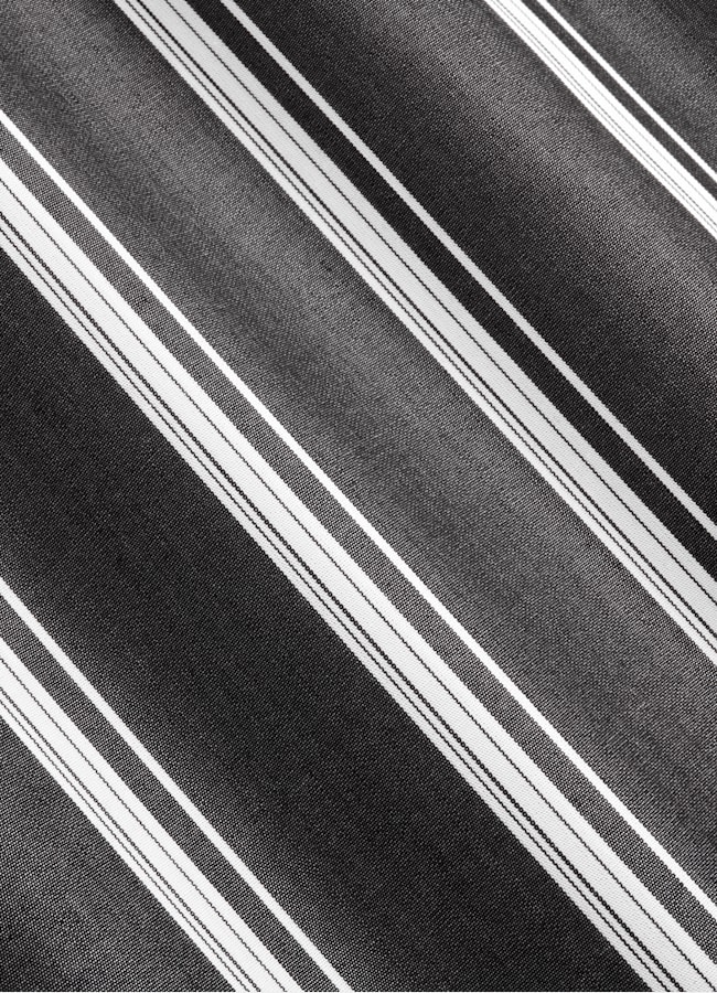 SUITSUPPLY Lyocell by Albini, Italy Black Striped Lyocell Short Sleeve Shirt