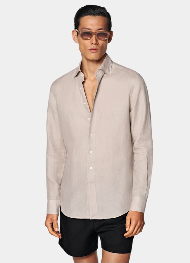 SUITSUPPLY Pur lin - Baird McNutt, Royaume-Uni Chemise en lin taupe