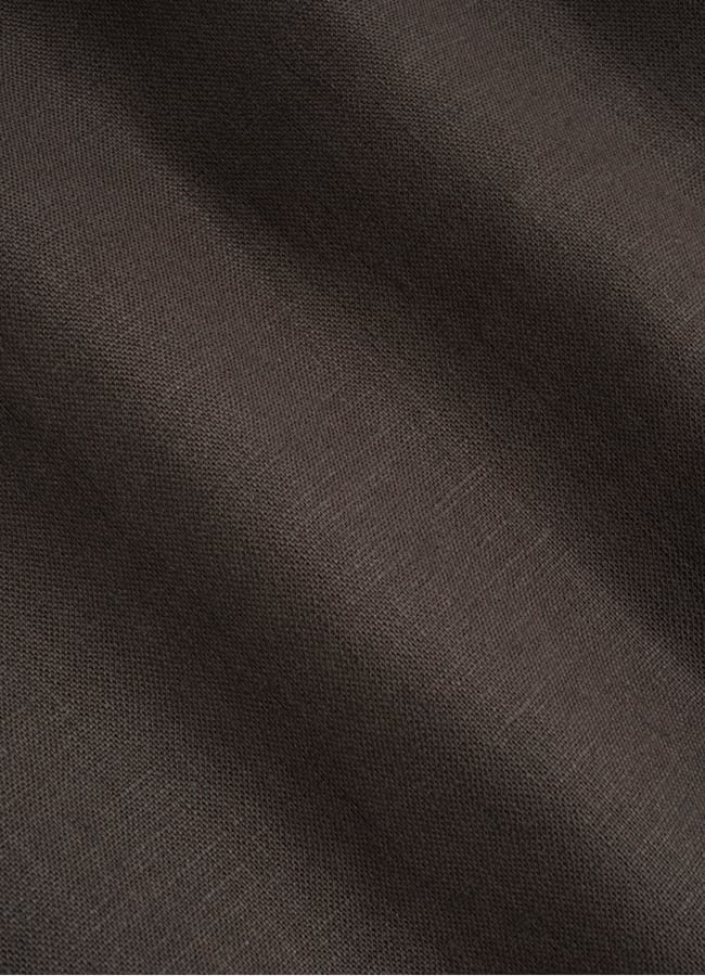 SUITSUPPLY Pure Linen by Albini, Italy Dark Brown Linen Shirt