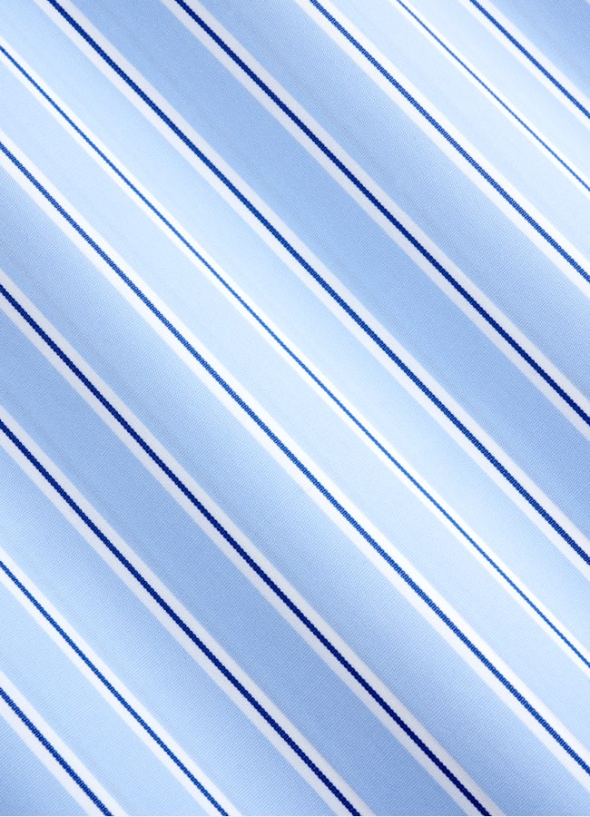 SUITSUPPLY Egyptian Cotton by Thomas Mason, Italy Blue Striped Point Collar Shirt