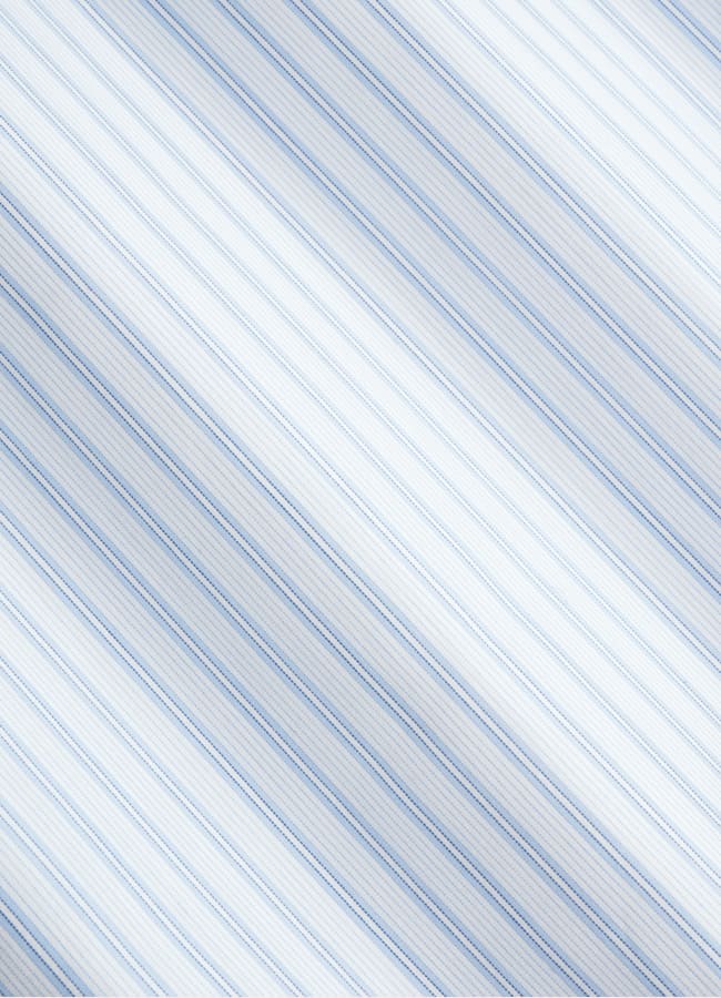 SUITSUPPLY Egyptian Cotton by Albini, Italy Light Blue Striped Widespread Collar Shirt