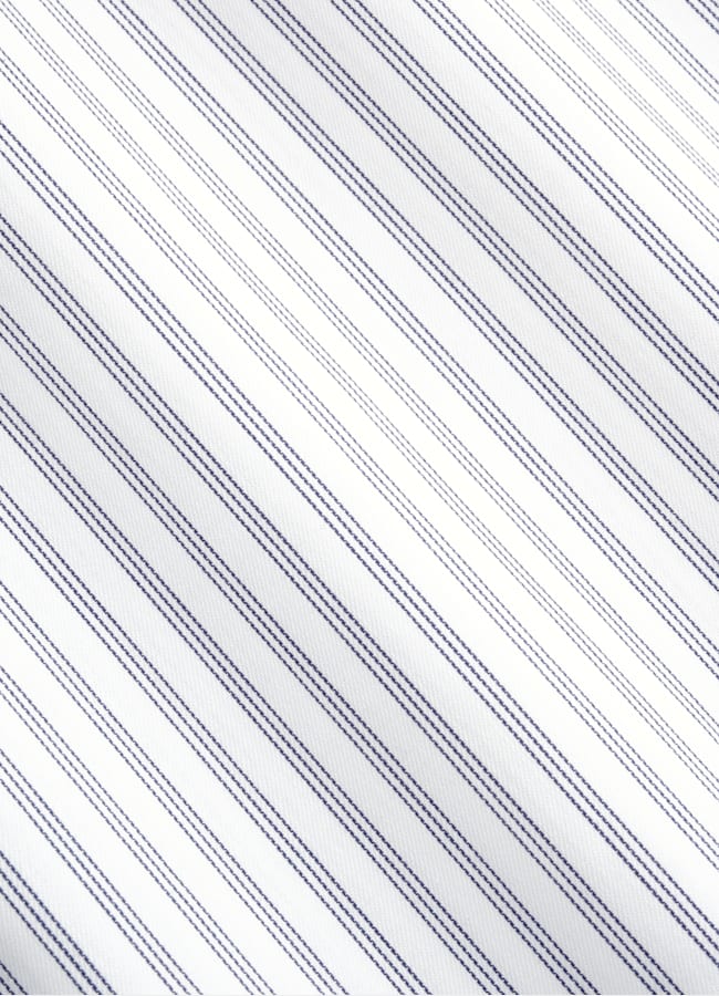 SUITSUPPLY Wrinkle-Free Pima Cotton by Weba, Switzerland Navy Striped Widespread Collar Shirt