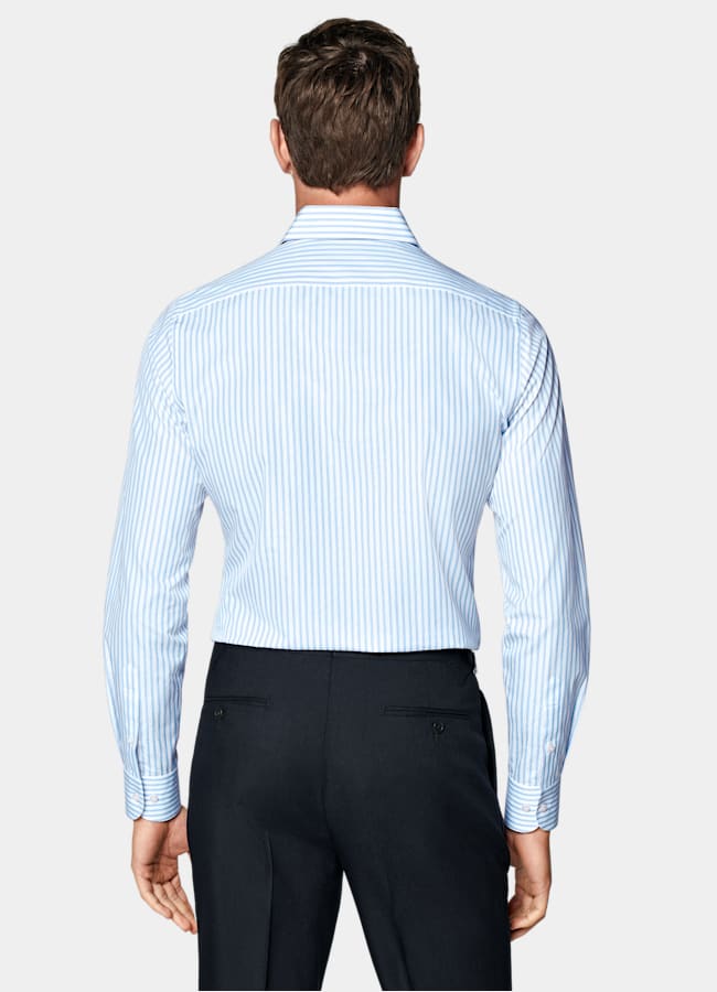 SUITSUPPLY Coton égyptien - Thomas Mason, Italie Chemise coupe ajustée en popeline bleue à rayures