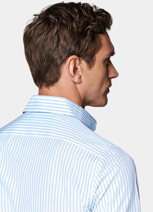 SUITSUPPLY Coton égyptien - Thomas Mason, Italie Chemise coupe ajustée en popeline bleue à rayures