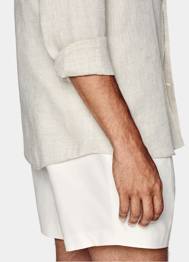 SUITSUPPLY Pure Linen by Albini, Italy Sand Linen Shirt