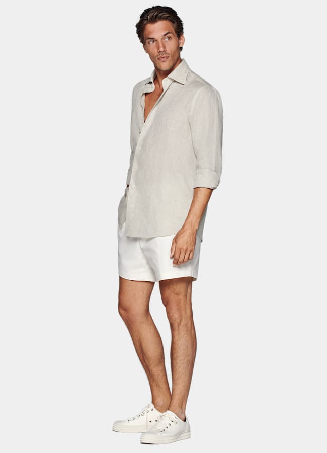 SUITSUPPLY Pure Linen by Albini, Italy Sand Linen Shirt