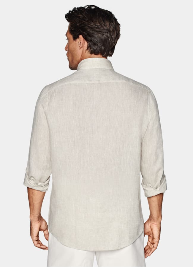 SUITSUPPLY Pure Linen by Albini, Italy Sand Linen Shirt