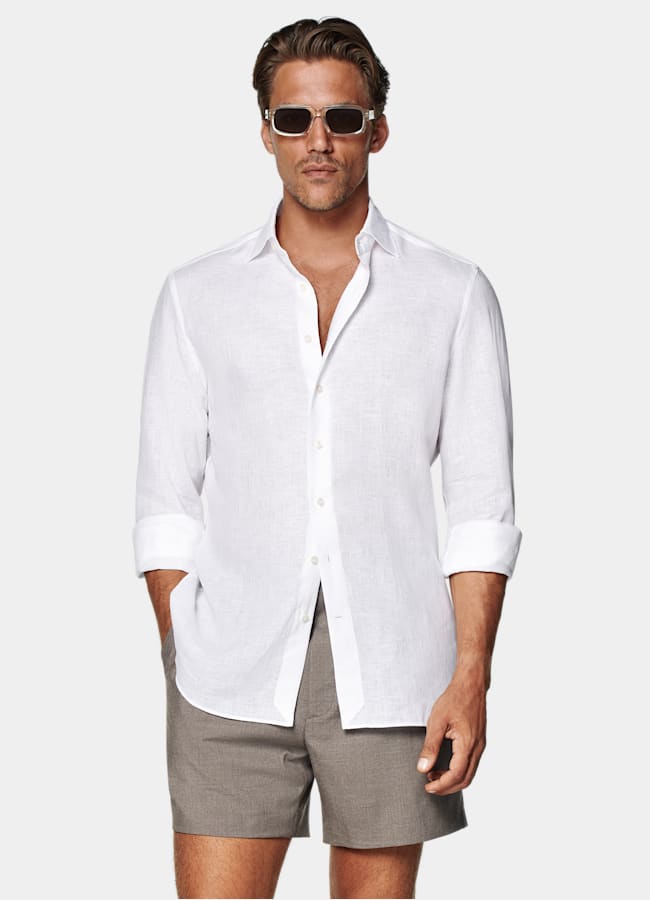 SUITSUPPLY Pur lin - Albini, Italie Chemise en lin blanc