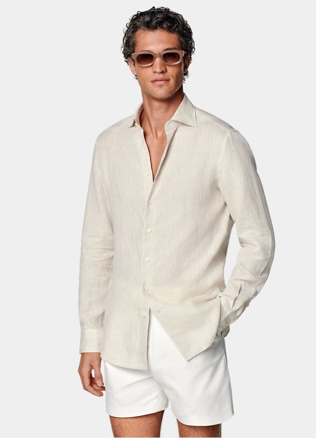 SUITSUPPLY Pure Linen by Albini, Italy Sand Linen Shirt