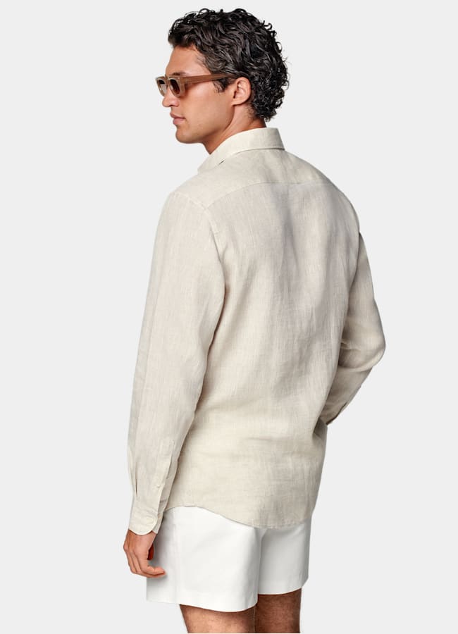 SUITSUPPLY Pure Linen by Albini, Italy Sand Linen Shirt