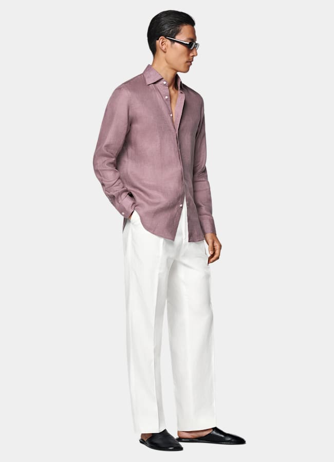 SUITSUPPLY Pure Linen by Baird McNutt, United Kingdom Purple Linen Shirt