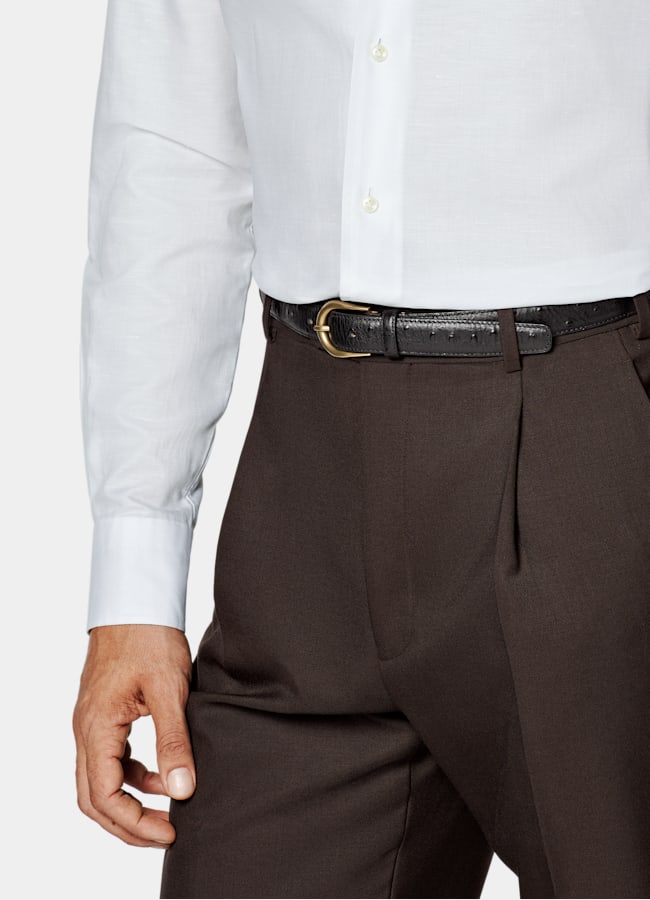 SUITSUPPLY Cotton Linen by Testa 1919 Srl, Italy White Classic Collar Shirt