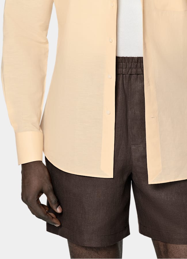 SUITSUPPLY Linen Cotton by Testa 1919 Srl, Italy Light Yellow Linen Cotton Shirt