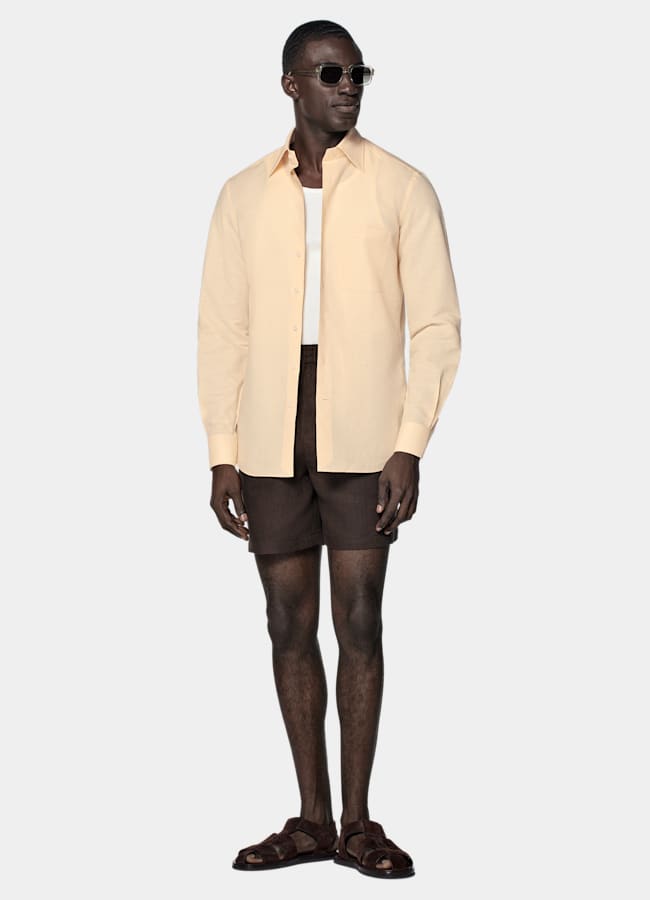 SUITSUPPLY Linen Cotton by Testa 1919 Srl, Italy Light Yellow Linen Cotton Shirt