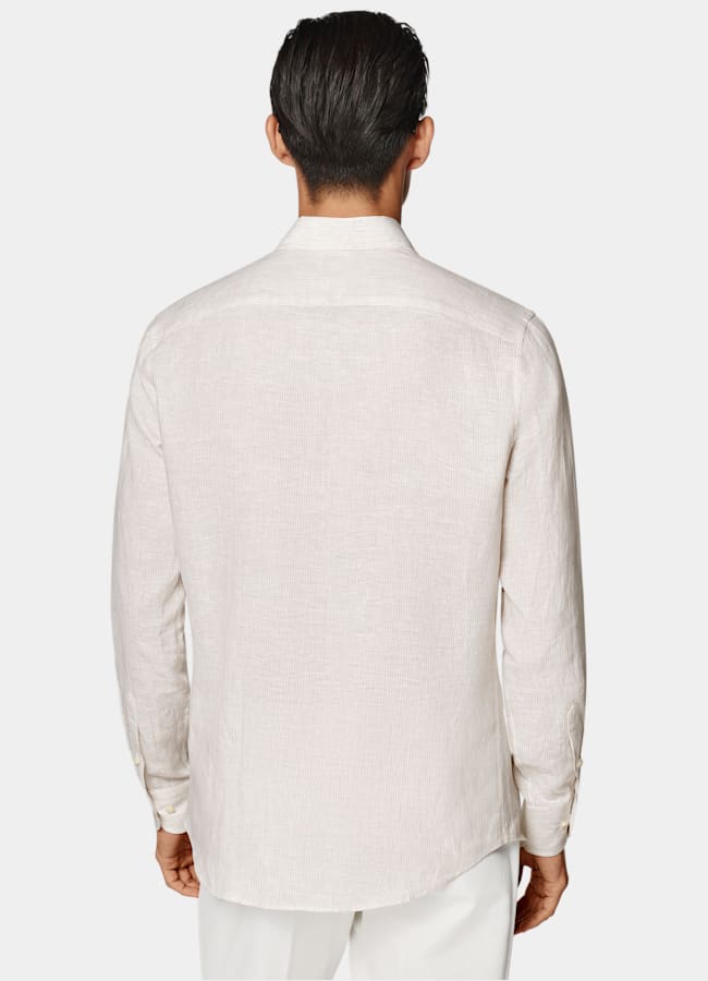 SUITSUPPLY Pure Linen by Albini, Italy Sand Striped Linen Shirt
