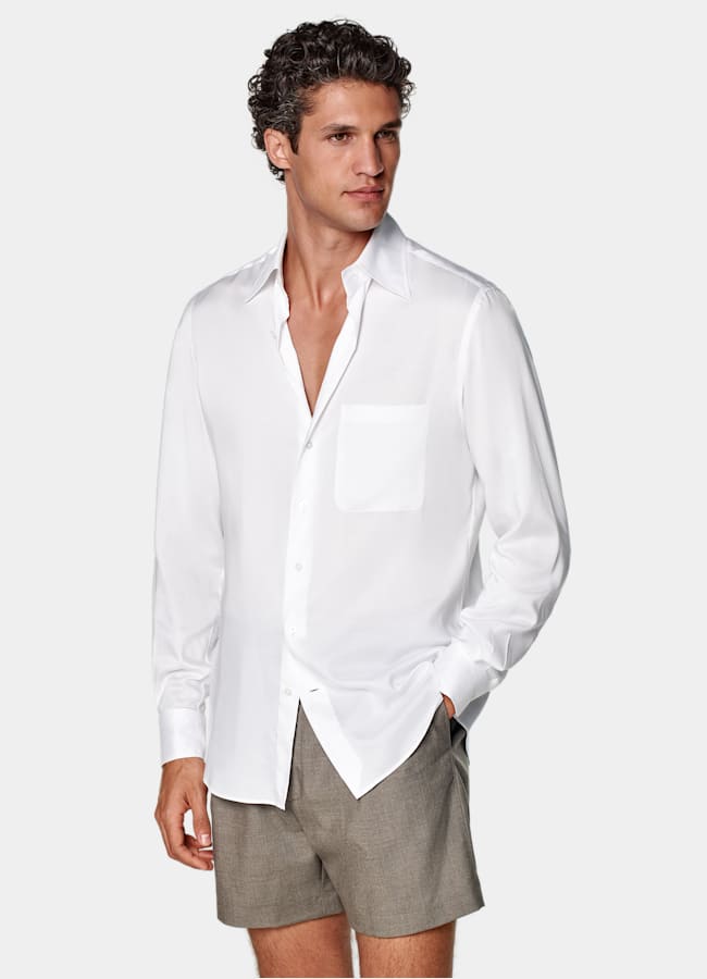 SUITSUPPLY Lyocell by Testa 1919 Srl, Italy White Lyocell Shirt