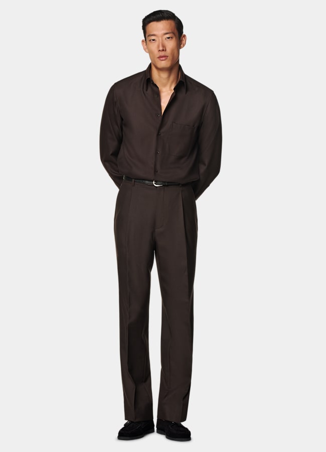 SUITSUPPLY Pure Wool by Vitale Barberis Canonico, Italy Dark Brown Wool Overshirt