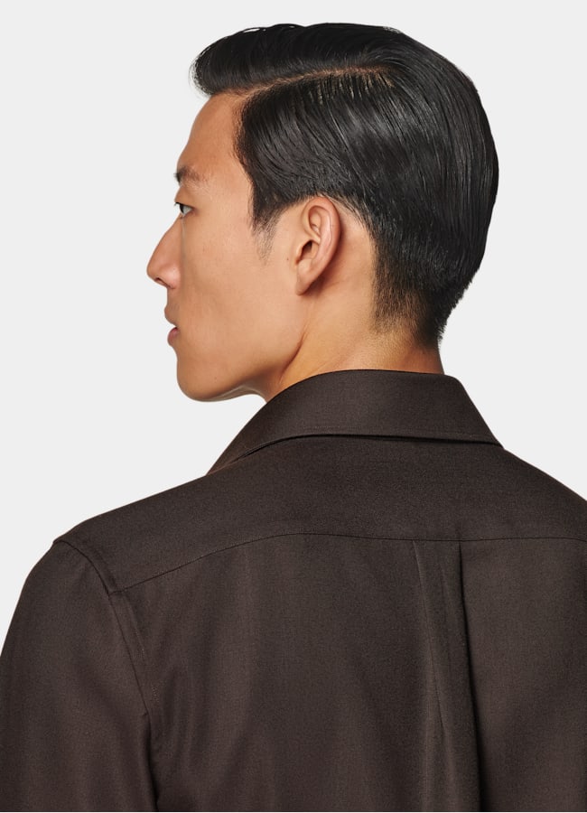 SUITSUPPLY Pure Wool by Vitale Barberis Canonico, Italy Dark Brown Wool Overshirt