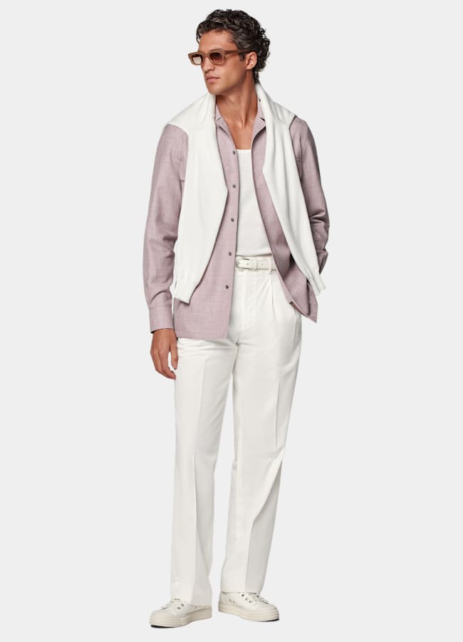 SUITSUPPLY Wool Silk Linen by E.Thomas, Italy Purple Wool Silk Linen Overshirt