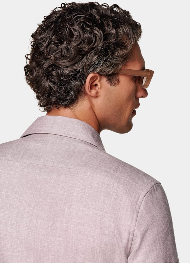 SUITSUPPLY Wool Silk Linen by E.Thomas, Italy Purple Wool Silk Linen Overshirt