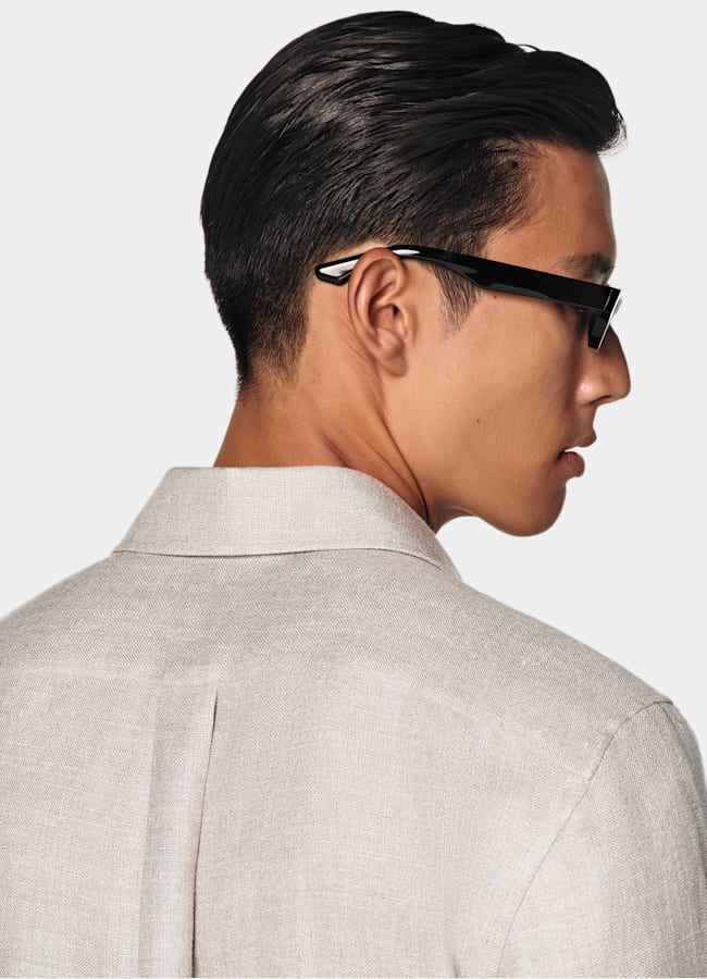 SUITSUPPLY Silk Linen Wool by E.Thomas, Italy Light Taupe Silk Linen Wool Overshirt