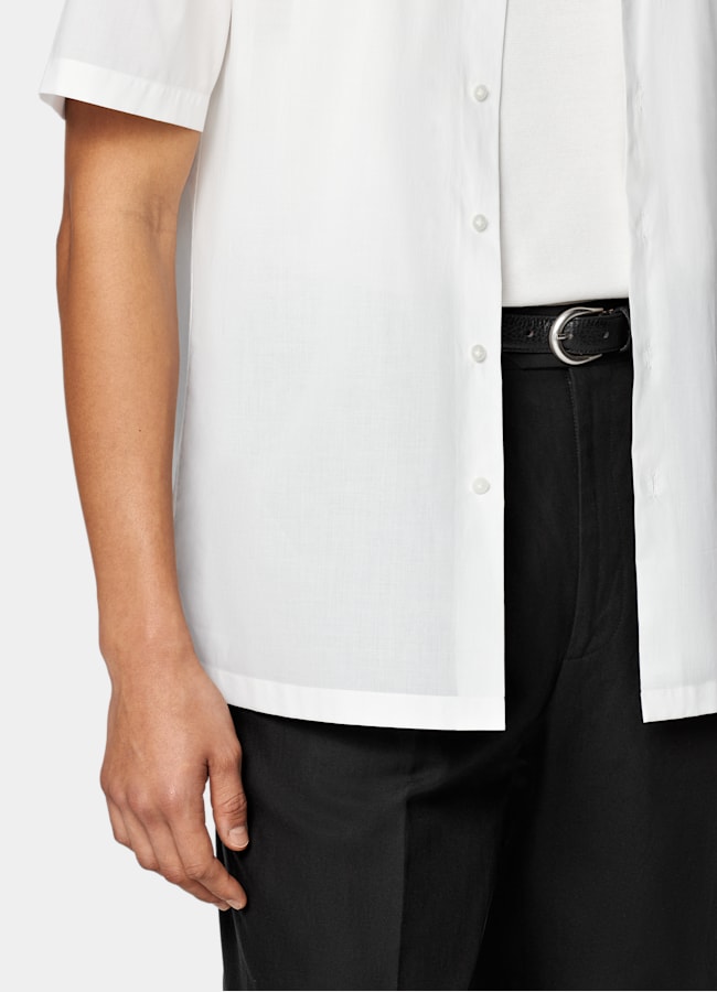 SUITSUPPLY Egyptian Cotton by Albini, Italy White Cotton Short Sleeve Shirt