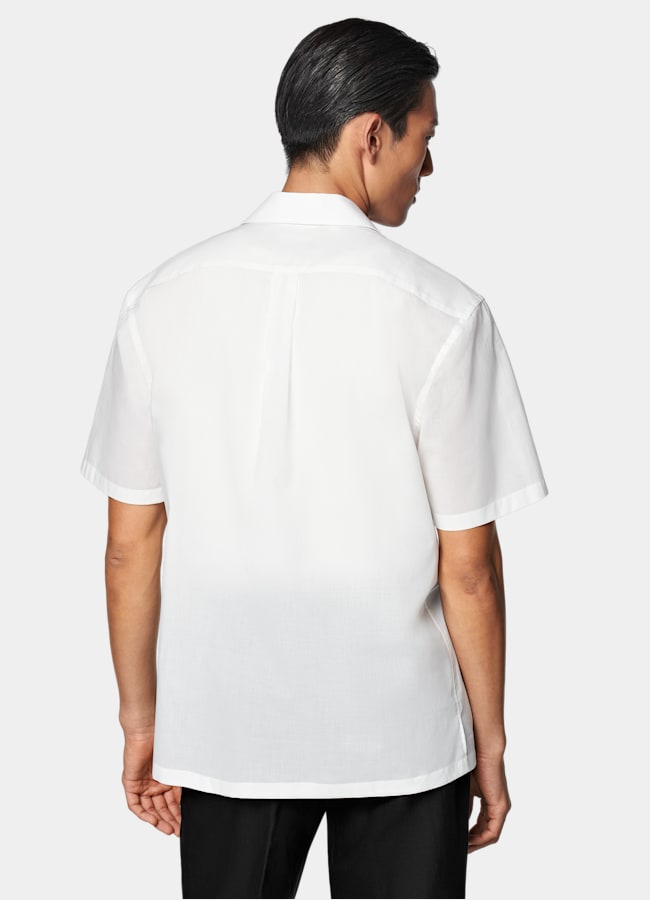 SUITSUPPLY Egyptian Cotton by Albini, Italy White Cotton Short Sleeve Shirt