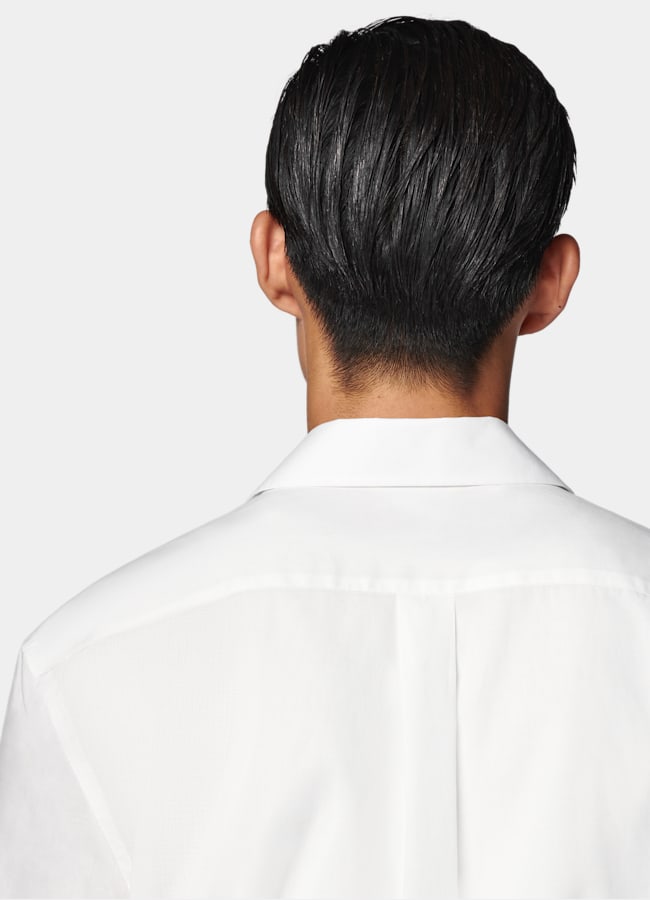 SUITSUPPLY Egyptian Cotton by Albini, Italy White Cotton Short Sleeve Shirt