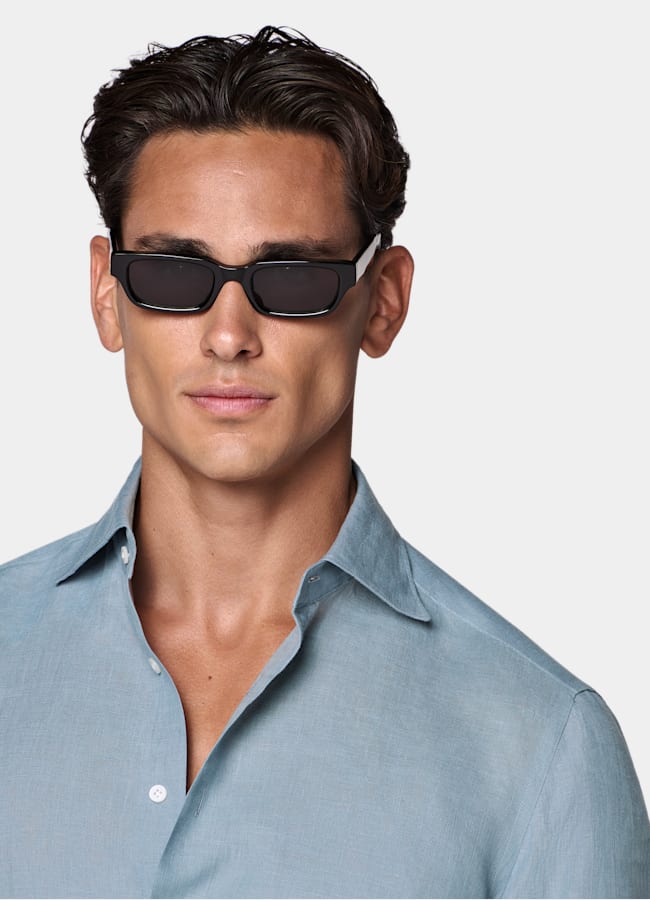 SUITSUPPLY Pure Linen by Baird McNutt, United Kingdom Mid Blue Linen Shirt