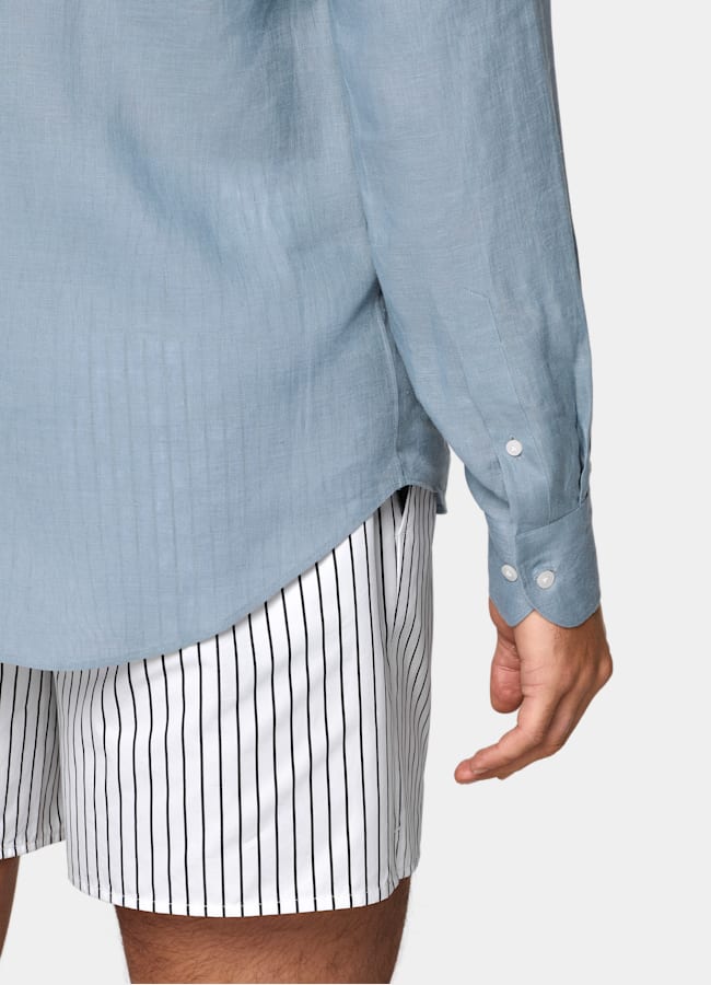 SUITSUPPLY Pure Linen by Baird McNutt, United Kingdom Mid Blue Linen Shirt