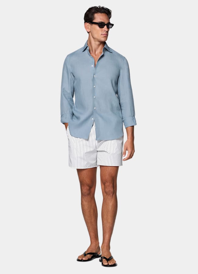 SUITSUPPLY Pure Linen by Baird McNutt, United Kingdom Mid Blue Linen Shirt