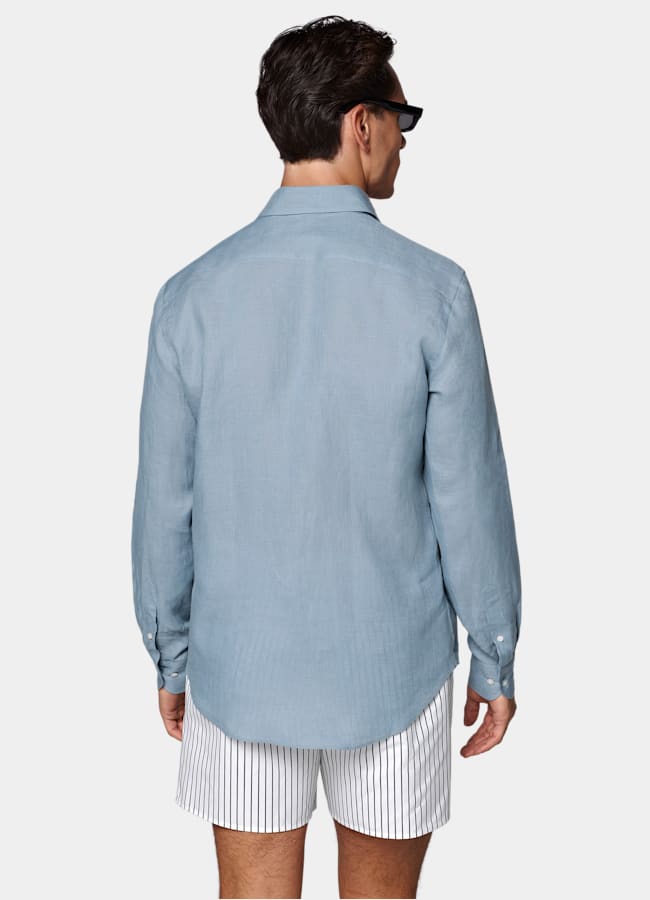 SUITSUPPLY Pure Linen by Baird McNutt, United Kingdom Mid Blue Linen Shirt