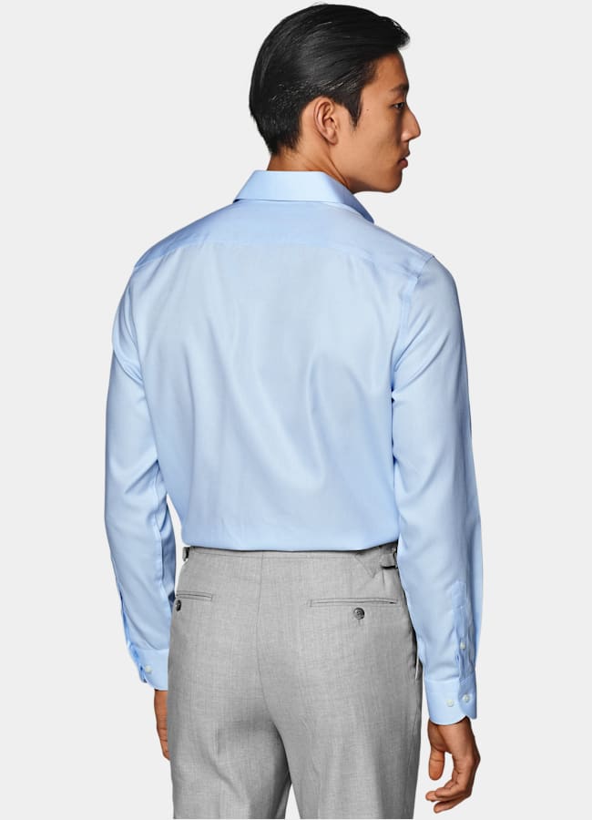 SUITSUPPLY Wrinkle-Free Cotton Light Blue Classic Collar Shirt