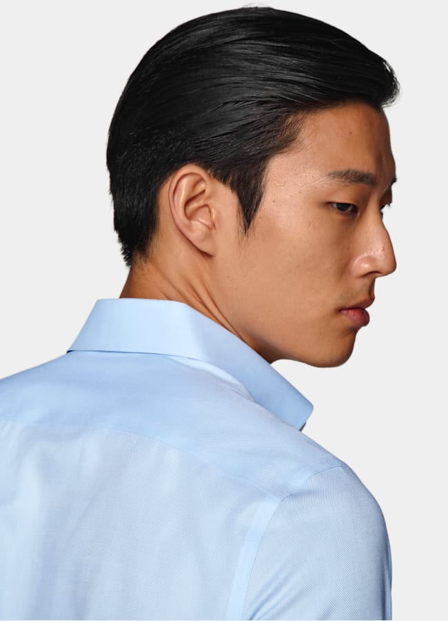 SUITSUPPLY Wrinkle-Free Cotton Light Blue Classic Collar Shirt