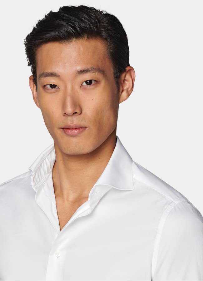 SUITSUPPLY Cotone egiziano - Albini, Italia Camicia bianca vestibilità slim doppio polsino