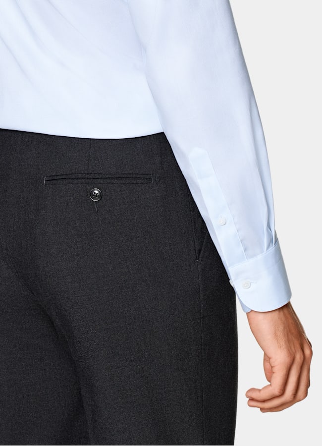 SUITSUPPLY Wrinkle-Free Pima Cotton by Weba, Switzerland Light Blue Widespread Collar Shirt