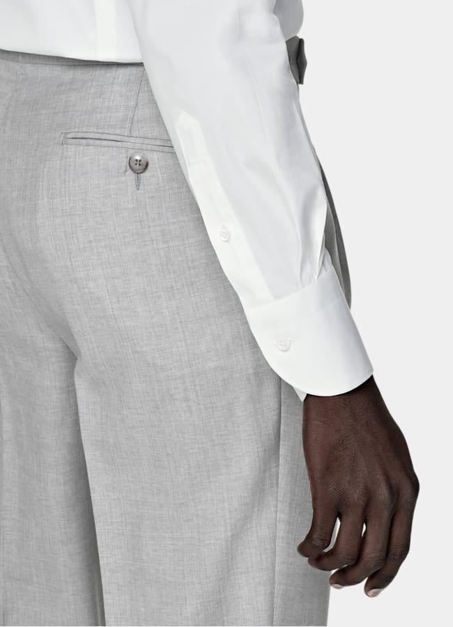 SUITSUPPLY Stretch Cotton Polyamide by Reggiani, Italy White Widespread Collar Shirt