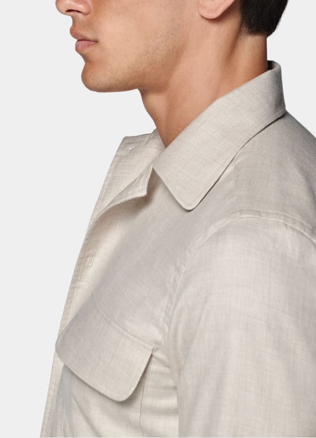 SUITSUPPLY Egyptian Cotton Flannel by Beste, Italy Sand Cotton Flannel Shirt