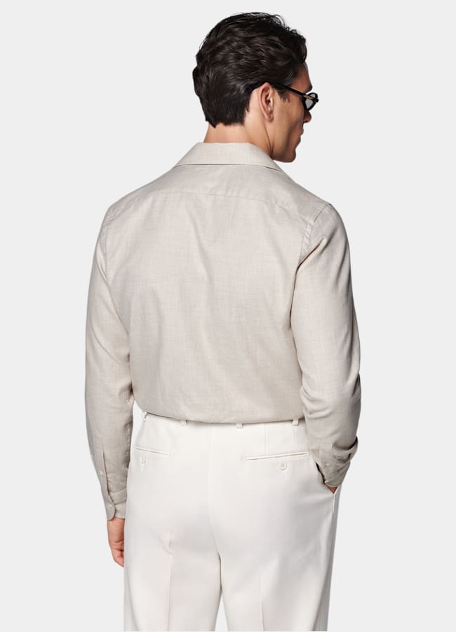 SUITSUPPLY Egyptian Cotton Flannel by Beste, Italy Sand Cotton Flannel Shirt