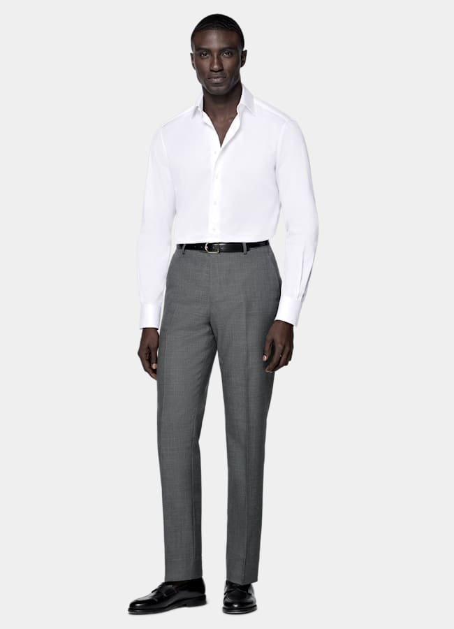 SUITSUPPLY Wrinkle-Free Pima Cotton by Weba, Switzerland White Widespread Collar Shirt