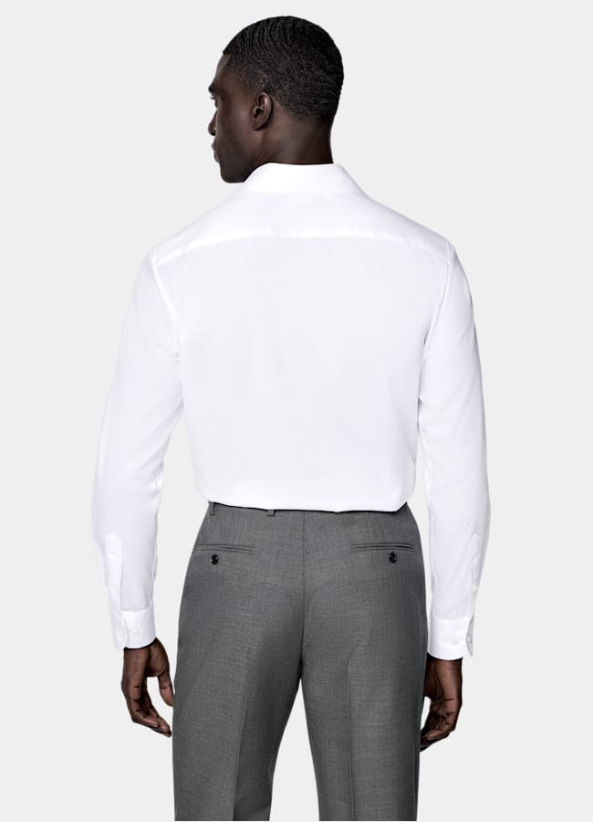 SUITSUPPLY Wrinkle-Free Pima Cotton by Weba, Switzerland White Widespread Collar Shirt