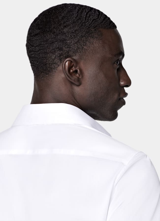 SUITSUPPLY Wrinkle-Free Pima Cotton by Weba, Switzerland White Widespread Collar Shirt