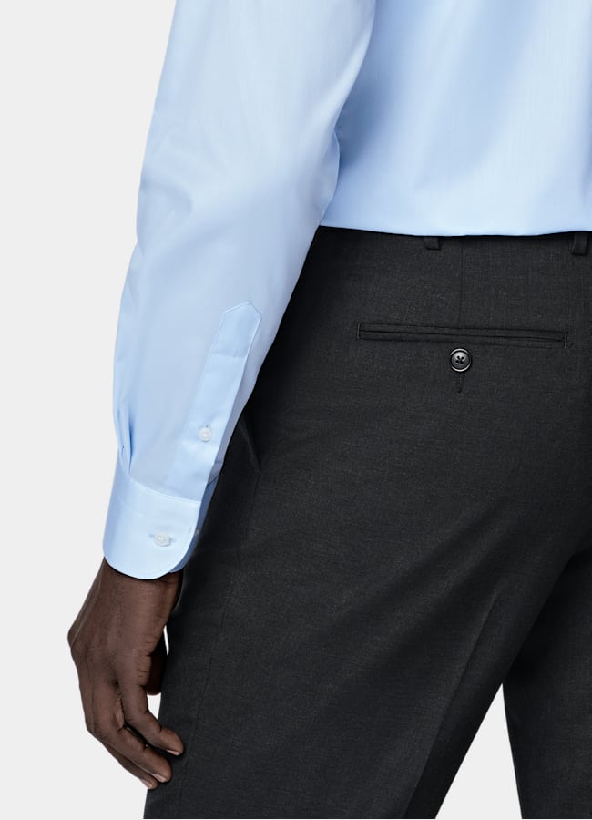 SUITSUPPLY Wrinkle-Free Pima Cotton by Weba, Switzerland Light Blue Widespread Collar Shirt