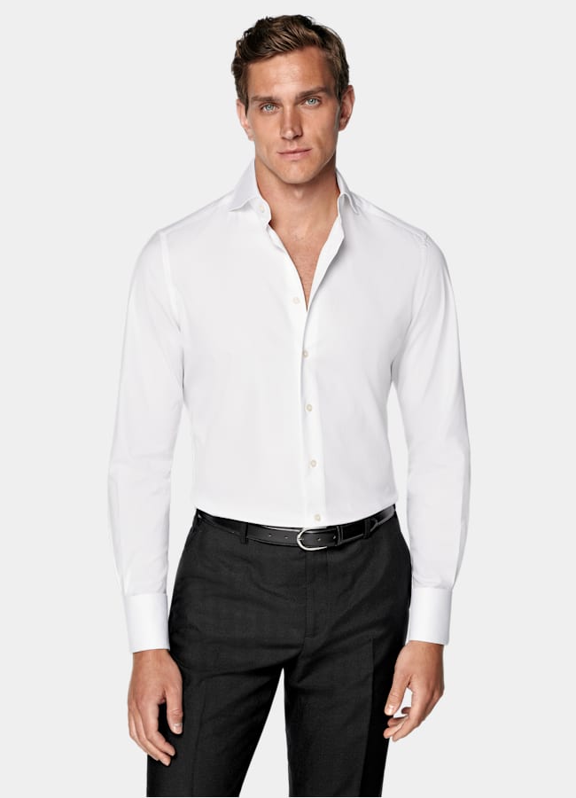 SUITSUPPLY Egyptian Cotton by Albini, Italy White Cutaway Collar Shirt