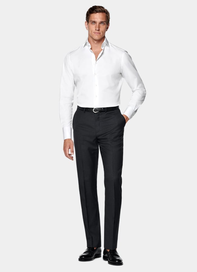 SUITSUPPLY Egyptian Cotton by Thomas Mason, Italy White Widespread Collar Shirt