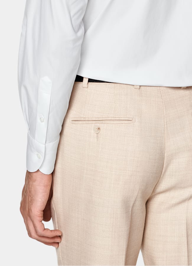 SUITSUPPLY Stretch Cotton Polyamide by Reggiani, Italy White Widespread Collar Shirt