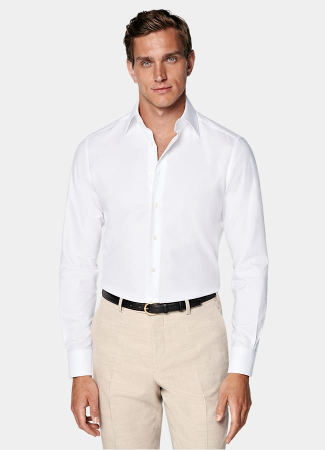 SUITSUPPLY Egyptian Cotton by Albini, Italy White Classic Collar Shirt