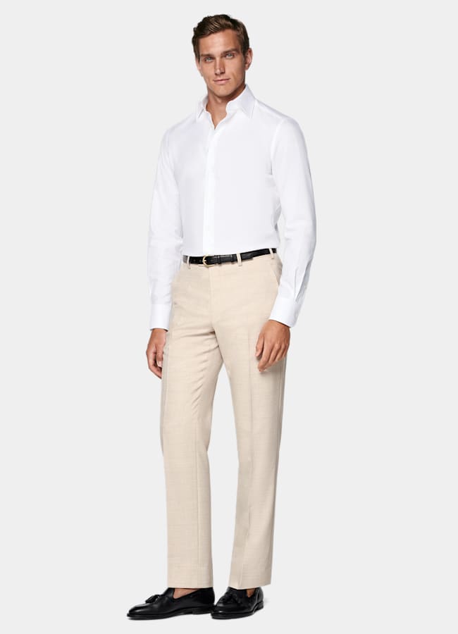 SUITSUPPLY Egyptian Cotton by Albini, Italy White Classic Collar Shirt