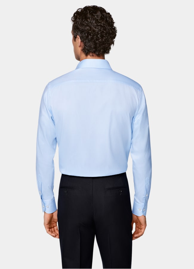 SUITSUPPLY Algod&oacute;n egipcio de Albini, Italia Camisa con cuello cl&aacute;sico azul claro